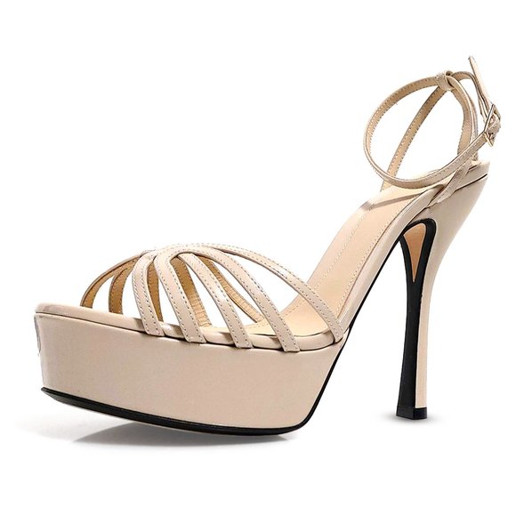 Alevi Milano Caterina Patent Sand Leather Women 38.5 EUR Platform Sandals - Picture 6 of 9